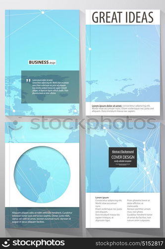 The vector illustration of editable layout of four A4 format covers with the circle design templates for brochure, magazine, flyer. Polygonal texture. Global connections, futuristic geometric concept.. The vector illustration of the editable layout of four A4 format covers with the circle design templates for brochure, magazine, flyer. Polygonal texture. Global connections, futuristic geometric concept.