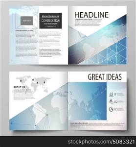 The vector illustration of editable layout of two covers templates for square design bi fold brochure, magazine, flyer, booklet. Polygonal geometric linear texture. Global network, dig data concept.. The vector illustration of the editable layout of two covers templates for square design bi fold brochure, magazine, flyer, booklet. Polygonal geometric linear texture. Global network, dig data concept.