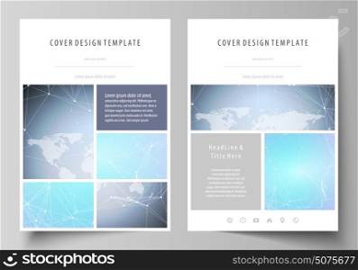 The vector illustration of the editable layout of A4 format covers design templates for brochure, magazine, flyer, booklet, report. Polygonal texture. Global connections, futuristic geometric concept.. The vector illustration of the editable layout of A4 format covers design templates for brochure, magazine, flyer, booklet, report. Polygonal texture. Global connections, futuristic geometric concept