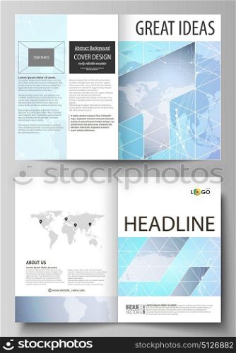 The vector illustration of the editable layout of two A4 format modern cover mockups design templates for brochure, flyer, booklet. Polygonal texture. Global connections, futuristic geometric concept.. The vector illustration of the editable layout of two A4 format modern cover mockups design templates for brochure, flyer, booklet. Polygonal texture. Global connections, futuristic geometric concept