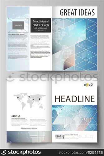 The vector illustration of the editable layout of two A4 format modern cover mockups design templates for brochure, flyer, booklet. Polygonal geometric linear texture. Global network, dig data concept. The vector illustration of the editable layout of two A4 format modern cover mockups design templates for brochure, flyer, booklet. Polygonal geometric linear texture. Global network, dig data concept.