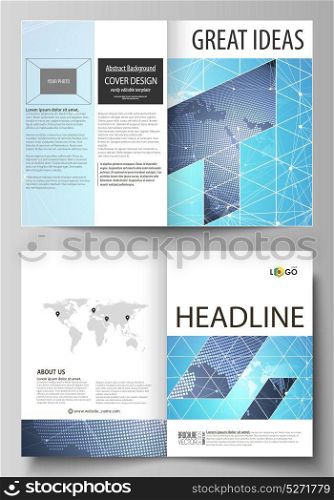 The vector illustration of the editable layout of two A4 format modern cover mockups design templates for brochure, flyer, booklet. Abstract global design. Chemistry pattern, molecule structure.. The vector illustration of the editable layout of two A4 format modern cover mockups design templates for brochure, flyer, booklet. Abstract global design. Chemistry pattern, molecule structure