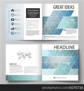 The vector illustration of the editable layout of two covers templates for square design bi fold brochure, magazine, flyer, booklet. Chemistry pattern, connecting lines and dots. Medical concept.. The vector illustration of the editable layout of two covers templates for square design bi fold brochure, magazine, flyer, booklet. Chemistry pattern, connecting lines and dots. Medical concept