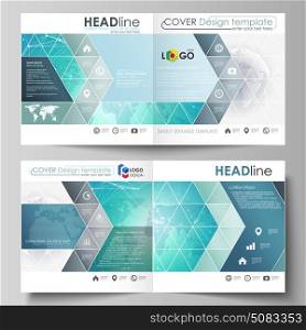 The vector illustration of the editable layout of two covers templates for square design bi fold brochure, magazine, flyer, booklet. Chemistry pattern. Molecule structure. Medical, science background.. The vector illustration of the editable layout of two covers templates for square design bi fold brochure, magazine, flyer, booklet. Chemistry pattern. Molecule structure. Medical, science background