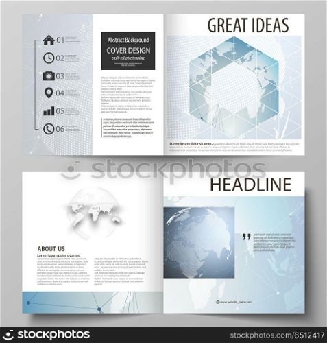 The vector illustration of the editable layout of two covers templates for square design bi fold brochure, magazine, flyer, booklet. Scientific medical DNA research. Science or medical concept.. The vector illustration of the editable layout of two covers templates for square design bi fold brochure, magazine, flyer, booklet. Scientific medical DNA research. Science or medical concept