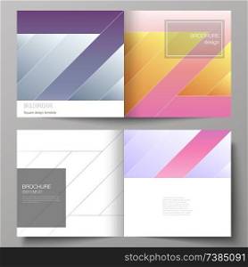 The vector illustration of the editable layout of two covers templates for square design bifold brochure, magazine, flyer, booklet. Creative modern cover concept, colorful background. The vector illustration of the editable layout of two covers templates for square design bifold brochure, magazine, flyer, booklet. Creative modern cover concept, colorful background.