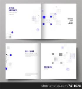 The vector illustration of the editable layout of two covers templates for square design bifold brochure, magazine, flyer, booklet. Abstract vector background with fluid geometric shapes. The vector illustration of the editable layout of two covers templates for square design bifold brochure, magazine, flyer, booklet. Abstract vector background with fluid geometric shapes.