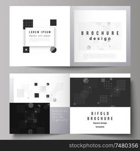 The vector illustration of the editable layout of two covers templates for square design bifold brochure, magazine, flyer, booklet. Abstract vector background with fluid geometric shapes. The vector illustration of the editable layout of two covers templates for square design bifold brochure, magazine, flyer, booklet. Abstract vector background with fluid geometric shapes.