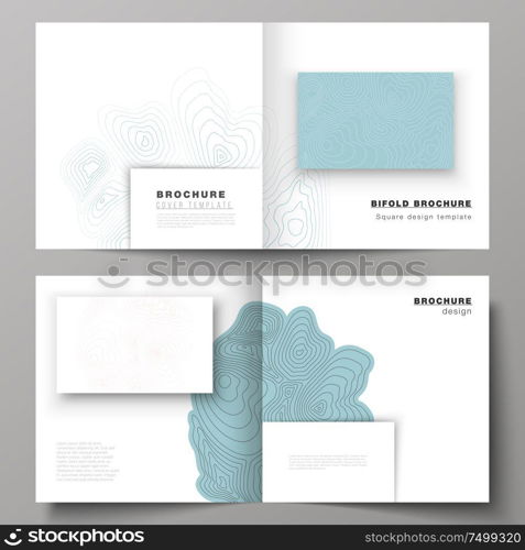 The vector illustration of the editable layout of two covers templates for square design bifold brochure, magazine, flyer, booklet. Topographic contour map, abstract monochrome background. The vector illustration of the editable layout of two covers templates for square design bifold brochure, magazine, flyer, booklet. Topographic contour map, abstract monochrome background.