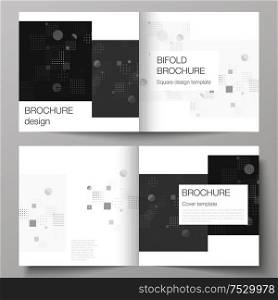 The vector illustration of the editable layout of two covers templates for square design bifold brochure, magazine, flyer, booklet. Abstract vector background with fluid geometric shapes. The vector illustration of the editable layout of two covers templates for square design bifold brochure, magazine, flyer, booklet. Abstract vector background with fluid geometric shapes.