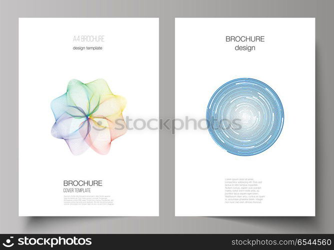 The vector illustration of the layout of A4 format modern cover mockups design templates for brochure, magazine, flyer, booklet, report. Abstract colorful geometric backgrounds in minimalistic design. The vector illustration of the editable layout of A4 format modern cover mockups design templates for brochure, magazine, flyer, booklet, annual report. Abstract colorful geometric backgrounds in minimalistic design to choose from