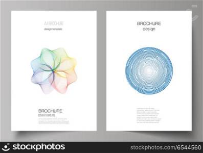 The vector illustration of the layout of A4 format modern cover mockups design templates for brochure, magazine, flyer, booklet, report. Abstract colorful geometric backgrounds in minimalistic design. The vector illustration of the editable layout of A4 format modern cover mockups design templates for brochure, magazine, flyer, booklet, annual report. Abstract colorful geometric backgrounds in minimalistic design to choose from