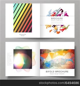 The vector illustration of the layout of two covers templates for square design bifold brochure, magazine, flyer, booklet. Abstract colorful geometric backgrounds in minimalistic design to choose from. The vector illustration of the editable layout of two covers templates for square design bifold brochure, magazine, flyer, booklet. Abstract colorful geometric backgrounds in minimalistic design to choose from