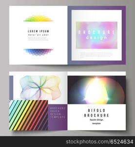 The vector illustration of the layout of two covers templates for square design bifold brochure, magazine, flyer, booklet. Abstract colorful geometric backgrounds in minimalistic design to choose from. The vector illustration of the editable layout of two covers templates for square design bifold brochure, magazine, flyer, booklet. Abstract colorful geometric backgrounds in minimalistic design to choose from