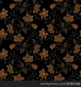 The vector illustration Retro floral seamless background. Retro floral seamless background