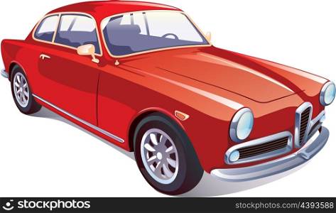 The vector image of the great rare retro vehicle painted in a red color on a white background.&#xA;Editable vector EPS v.10.