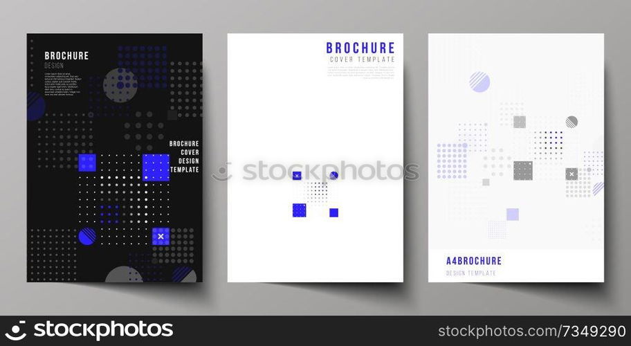 The vector layout of A4 format modern cover mockups design templates for brochure, magazine, flyer, booklet, annual report. Abstract vector background with fluid geometric shapes. The vector layout of A4 format modern cover mockups design templates for brochure, magazine, flyer, booklet, annual report. Abstract vector background with fluid geometric shapes.