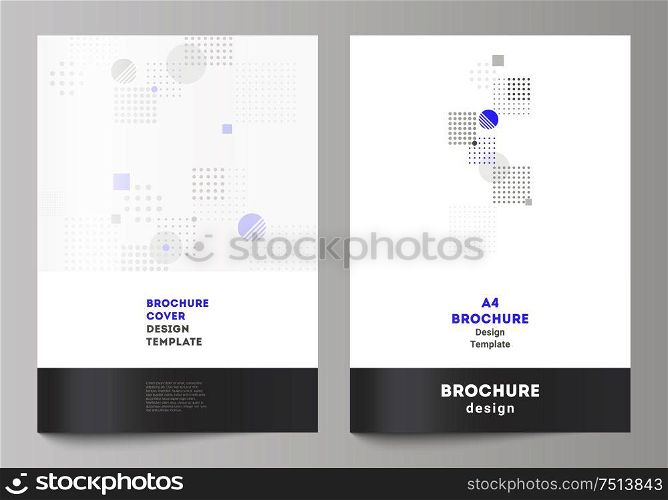 The vector layout of A4 format modern cover mockups design templates for brochure, magazine, flyer, booklet, annual report. Abstract vector background with fluid geometric shapes. The vector layout of A4 format modern cover mockups design templates for brochure, magazine, flyer, booklet, annual report. Abstract vector background with fluid geometric shapes.