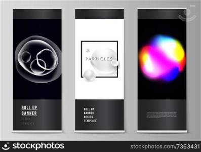 The vector layout of roll up banner stands, vertical flyers, flags design business templates. Sci-fi technology background. Abstract futuristic or medical consept backgrounds to choose from. The vector layout of roll up banner stands, vertical flyers, flags design business templates. Sci-fi technology background. Abstract futuristic or medical consept backgrounds to choose from.
