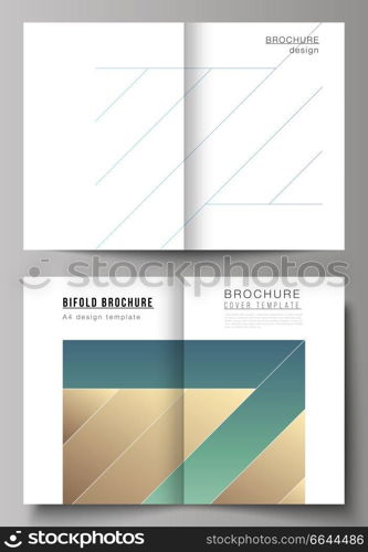 The vector layout of two A4 format modern cover mockups design templates for bifold brochure, magazine, flyer, booklet, annual report. Creative modern cover concept, colorful background. The vector layout of two A4 format modern cover mockups design templates for bifold brochure, magazine, flyer, booklet, annual report. Creative modern cover concept, colorful background.