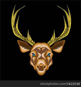The Vector logo deer for T-shirt print design or outwear. Hunting style deer background. This drawing would be nice to make on the black fabric or canvas. The Vector logo deer for T-shirt print design or outwear. Hunting style deer background. This drawing would be nice to make on the black fabric or canvas.