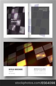 The vector of two editable layout A4 format cover design templates for bifold brochure, magazine, flyer, booklet. Abstract hi-tech background in perspective. Futuristic digital technology backdrop.. The vector of the two editable layout A4 format cover design templates for bifold brochure, magazine, flyer, booklet. Abstract hi-tech background in perspective. Futuristic digital technology backdrop