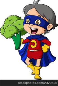 The vegetable superhero girl with the broccoli