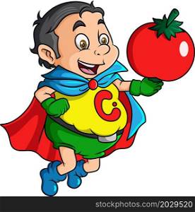 The vegetable superhero with the tomato