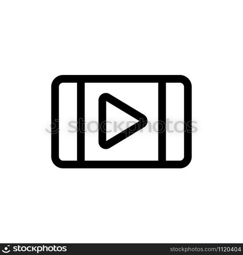 The video in the phone icon vector. A thin line sign. Isolated contour symbol illustration. The video in the phone icon vector. Isolated contour symbol illustration