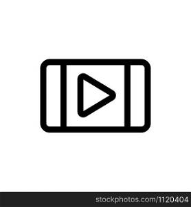 The video in the phone icon vector. A thin line sign. Isolated contour symbol illustration. The video in the phone icon vector. Isolated contour symbol illustration
