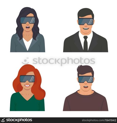 The virtual reality. Modern innovative technology. The man in the headset device vr. Abstract vector image. Man wearing virtual reality headset. vector illustration