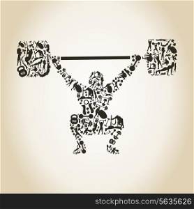 The weightlifter lifts a bar. A vector illustration