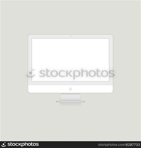 The white monitor of the computer. A vector illustration