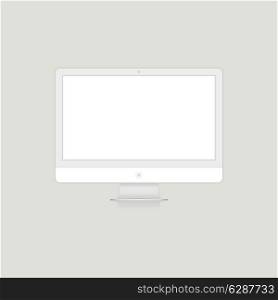 The white monitor of the computer. A vector illustration