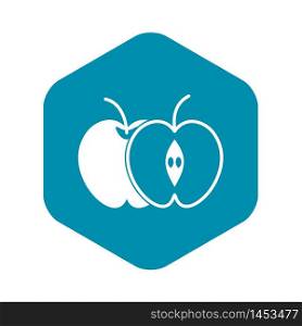 The whole apple and half icon. Simple illustration of the whole apple and half vector icon for web. The whole apple and half icon, simple style