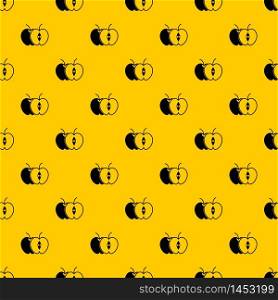 The whole apple and half pattern seamless vector repeat geometric yellow for any design. The whole apple and half pattern vector