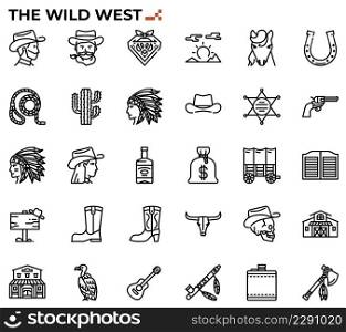 The wild west icon set for native american tribes issue and study, education, websites, presentations, books.