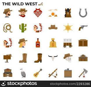 The wild west icon set for native american tribes issue and study, education, websites, presentations, books.