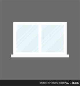 The window on the gray wall. Vector illustration