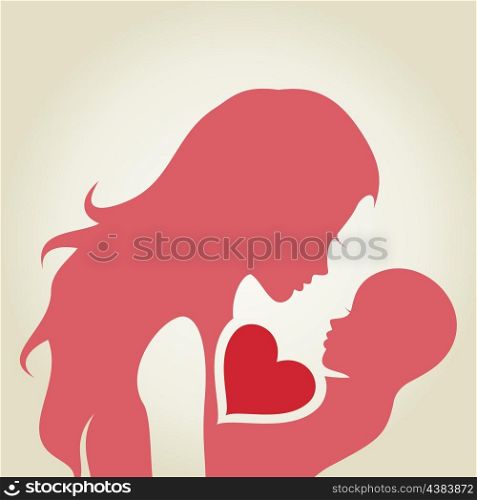The woman loves the child. A vector illustration