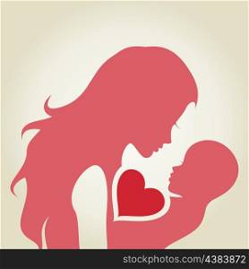 The woman loves the child. A vector illustration
