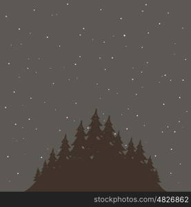 The woods at night. Vector illustration