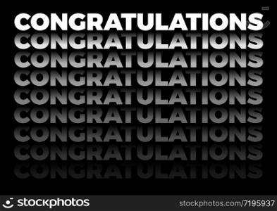 the word congratulations in repetitive form, vector text in black background