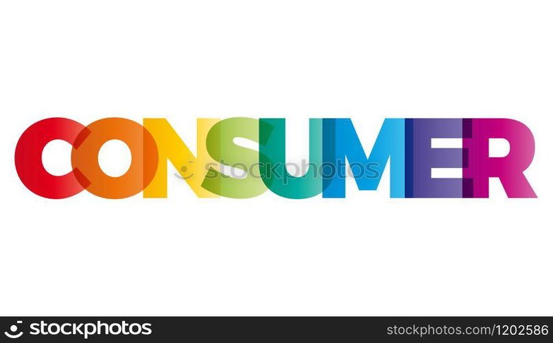 The word Consumer. Vector banner with the text colored rainbow.