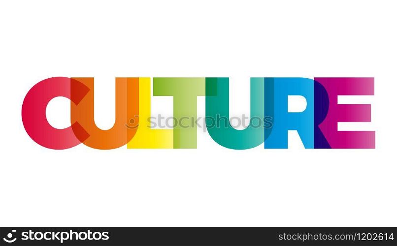 The word Culture. Vector banner with the text colored rainbow.
