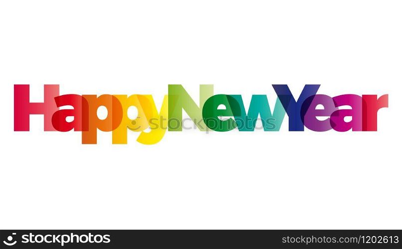 The word Happy New Year. Vector banner with the text colored rainbow.