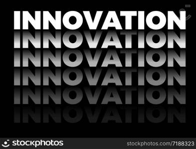 the word innovation in repetitive form, vector text in black background