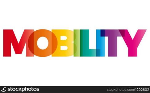 The word Mobility. Vector banner with the text colored rainbow.
