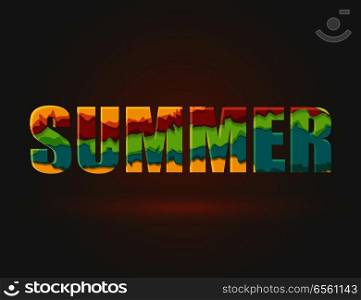 The word SUMMER from ripped paper layers, vector.