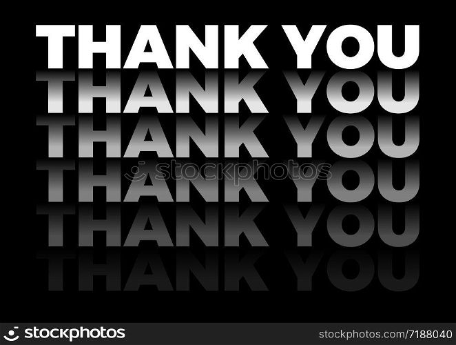 the word thank you in repetitive form, vector text in black background